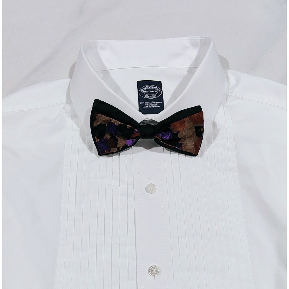 BROOKS BROTHERS White Tuxedo Dress Shirt 18.5 Mens French Cuff Supima Cotton